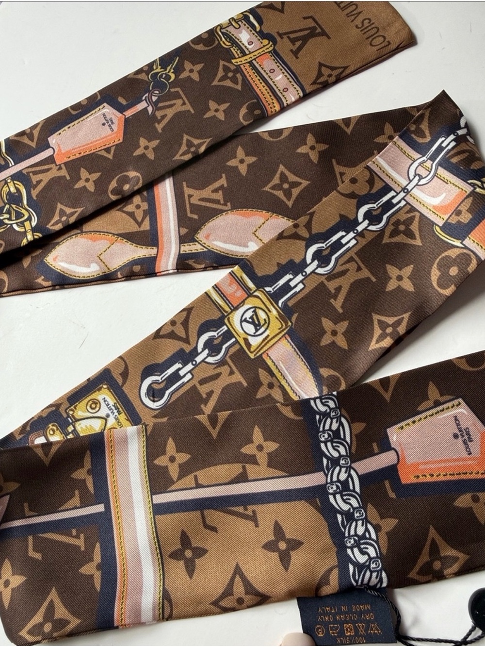 Fashion accessory brown silk scarf